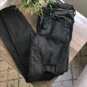 AE Distressed Black Skinny Jeans